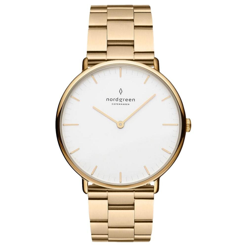 Nordgreen Native 36mm Gold 3 Link Stainless Steel Strap Watch