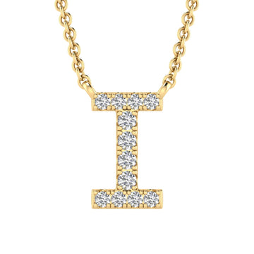 Initial 'I' Necklace with 0.06ct Diamonds in 9K Yellow Gold - PF-6271-Y