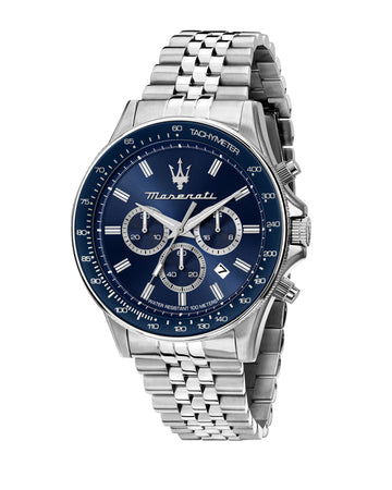 Maserati Sfida Sport 44mm Chrono Blue Dial Stainless Steel Strap Watch