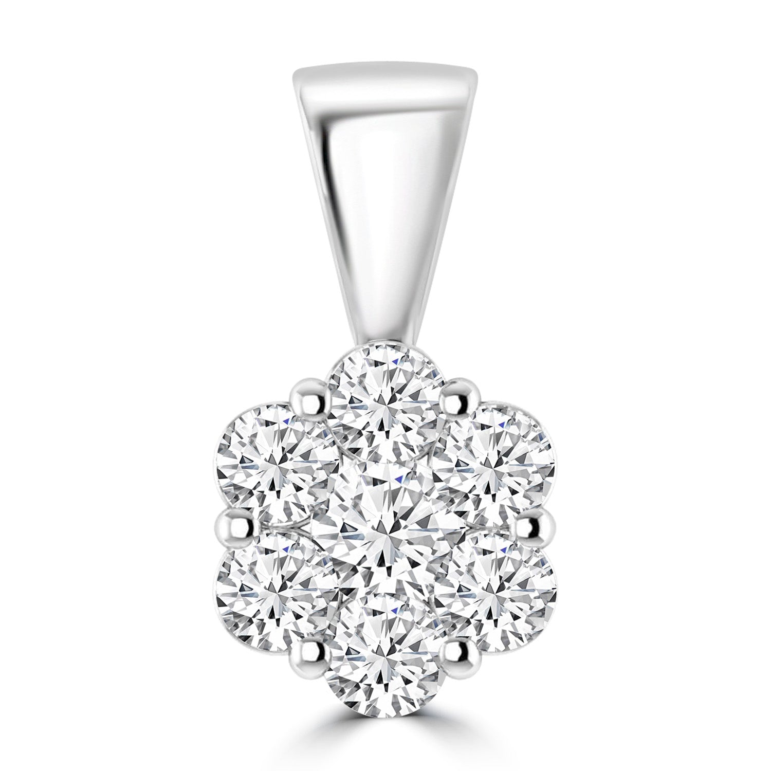 Cluster Diamond Pendant with 0.33ct Diamonds in 9K White Gold - RJ9WPCLUS33GH