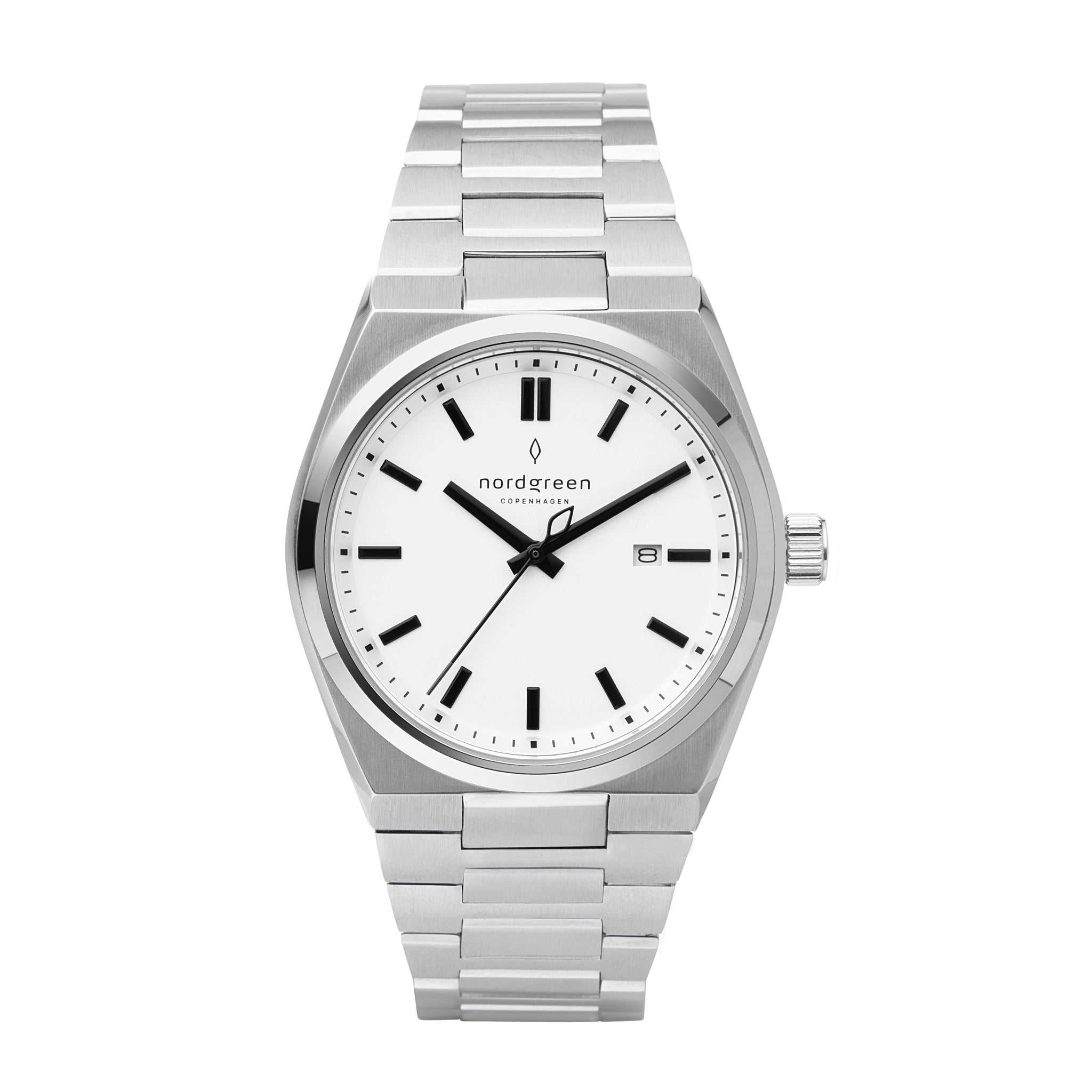 Nordgreen Succession 41mm White Dial & Black Indicies Stainless Steel Strap Watch