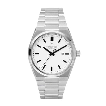 Nordgreen Succession 41mm White Dial & Black Indicies Stainless Steel Strap Watch