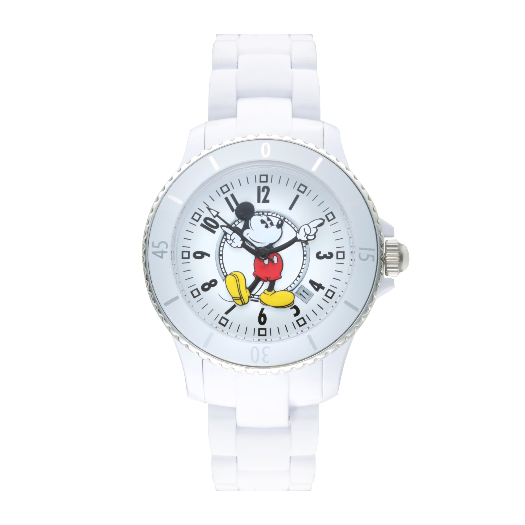 Disney Mickey Sports 40mm White Dial White Stainless Steel Watch