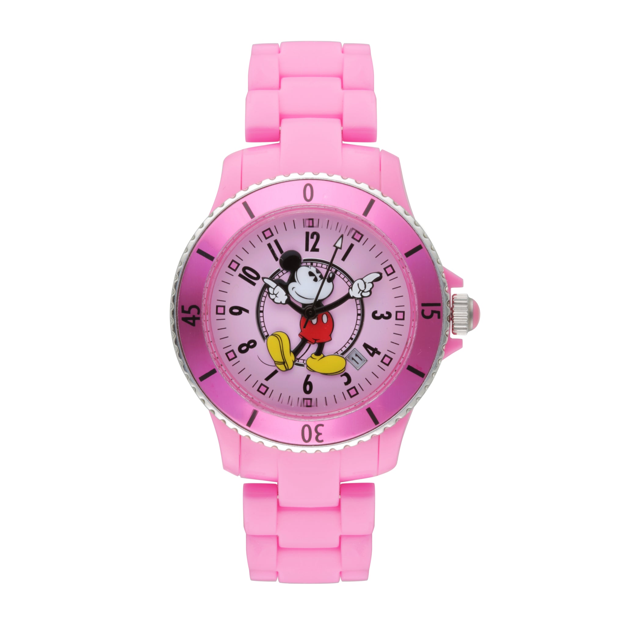 Disney Mickey Sports 40mm Pink Dial Pink Stainless Steel Watch