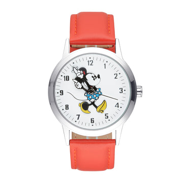 Disney Disney Bold Minnie 35mm White Dial Red Leather Strap Watch