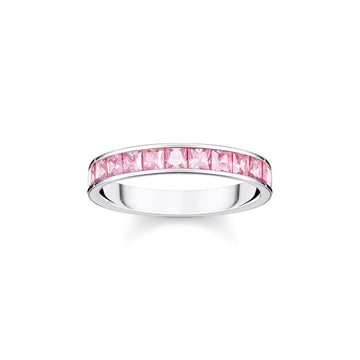 THOMAS SABO Heritage Pink Pave Silver Band Ring