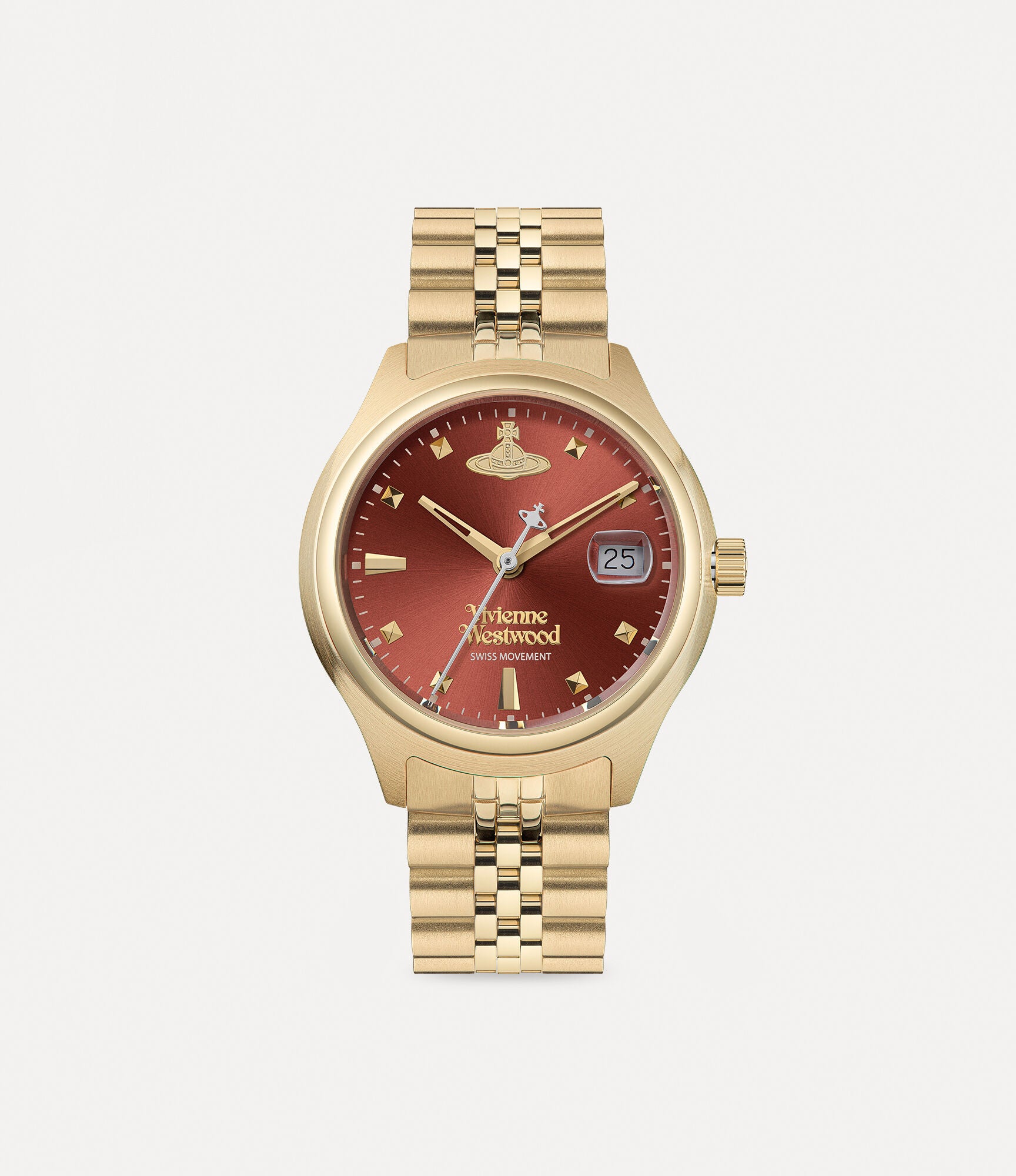 Vivienne Westwood Little Camberwell Red Dial Gold Strap Watch