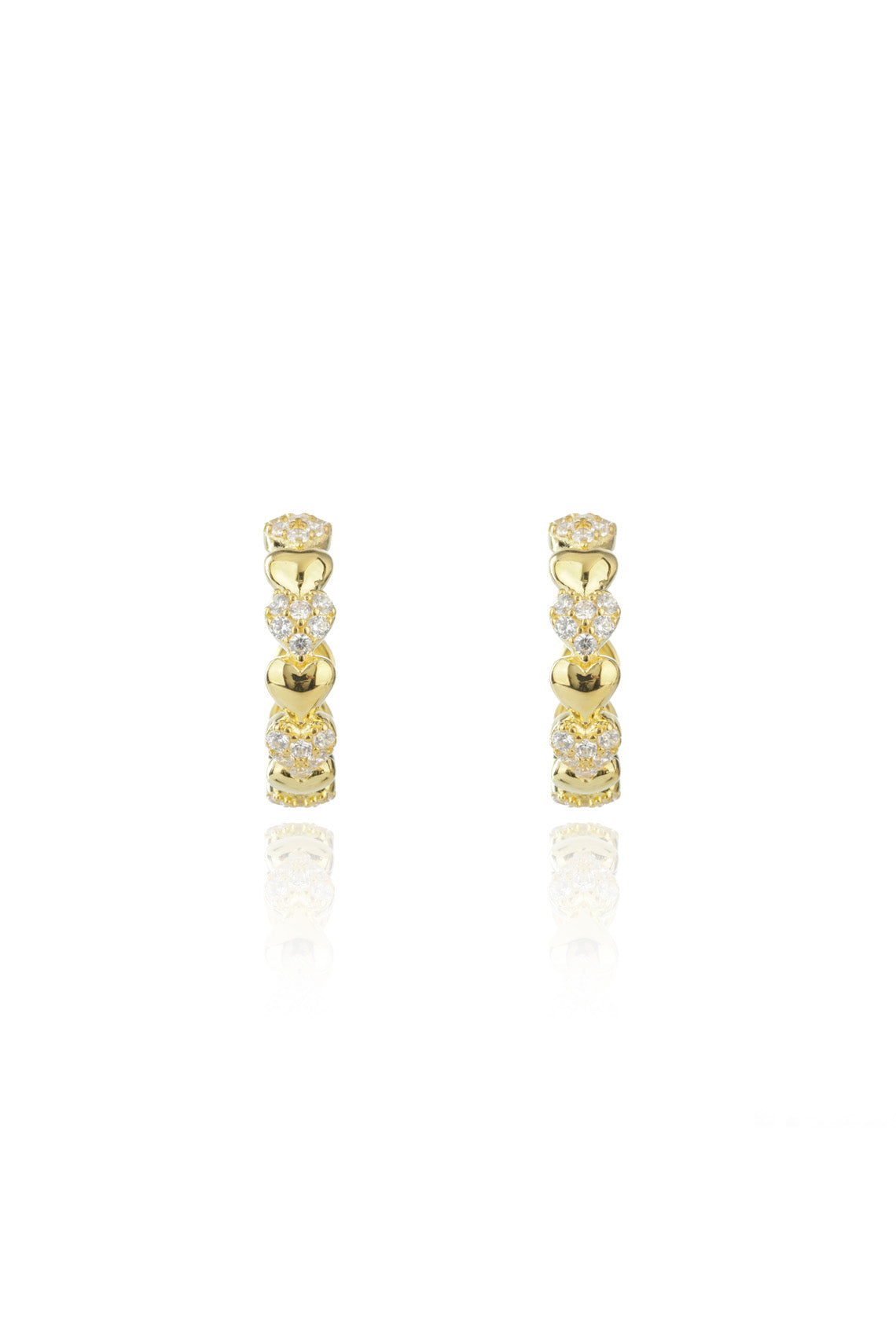 SWEETHEART SPARKLY HEART HOOPS GOLD