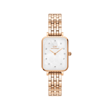 Daniel Wellington Quadro Lumine 20x26 5-Link Rose Gold & Mother of Pearl White Watch