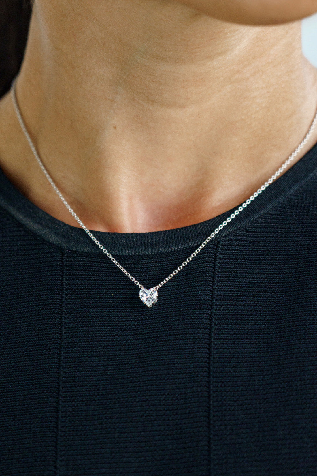 GEORGINI MIDNIGHT VELVET BABY HEART NECKLACE SILVER