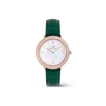 Daniel Wellington Crystalline Bezel Green Croc Rose Gold Watch