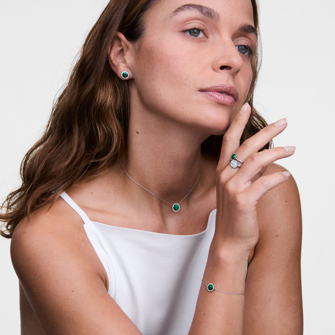 Daniel Wellington Audrey Necklace Malachite Silver