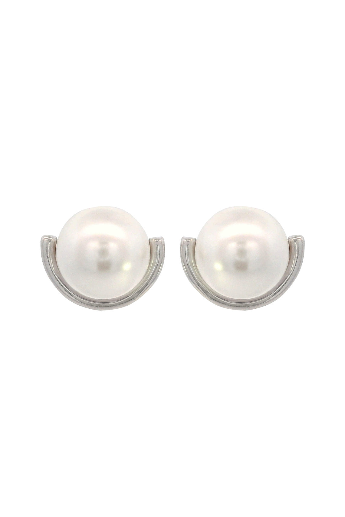 ADAGIO CRESCENT NINE-2-FIVE PEARL CRESCENT EARRINGS SILVER