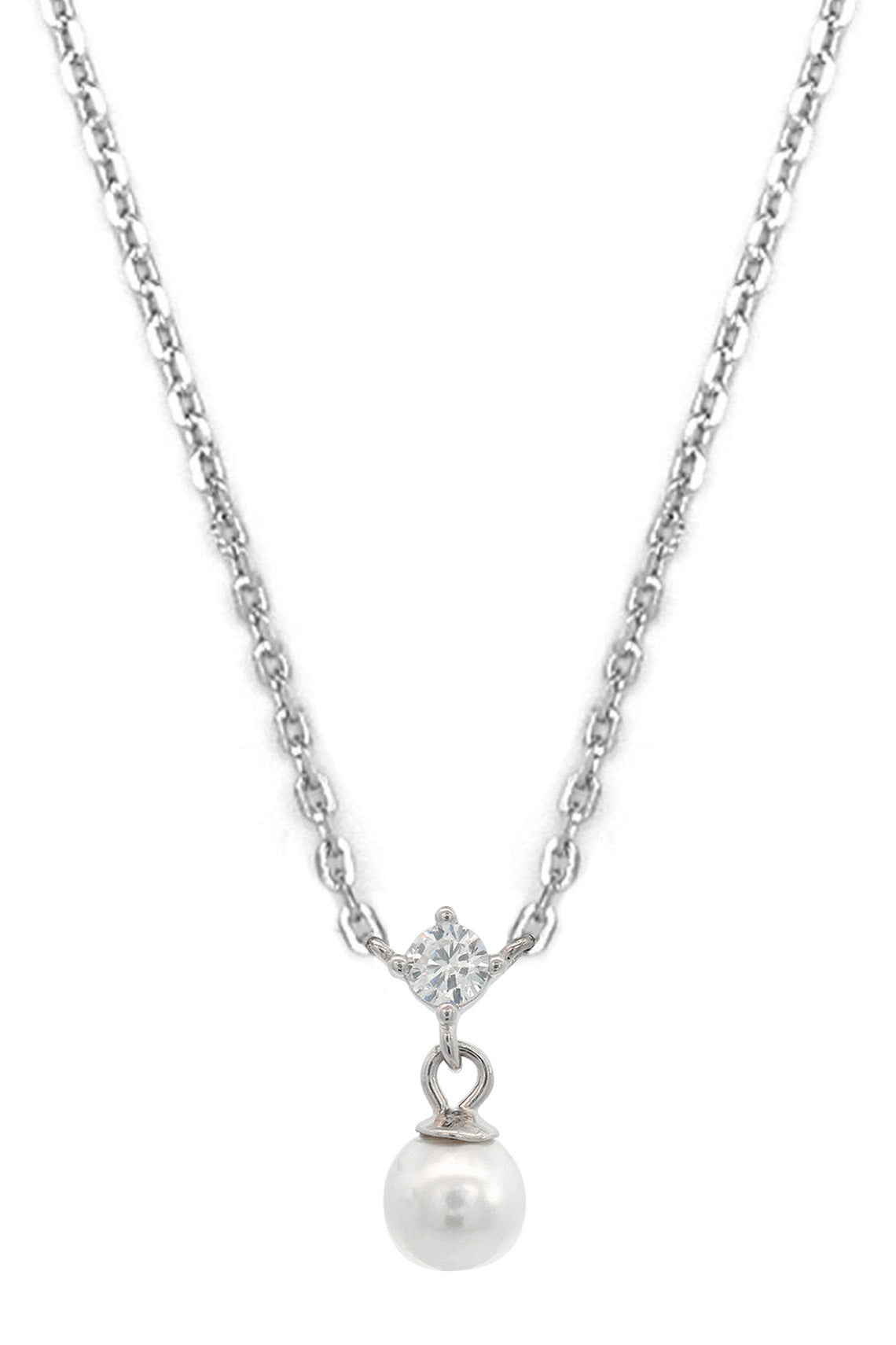 ADAGIO TOUCH OF SPARKLE PEARL NECKLACE SILVER