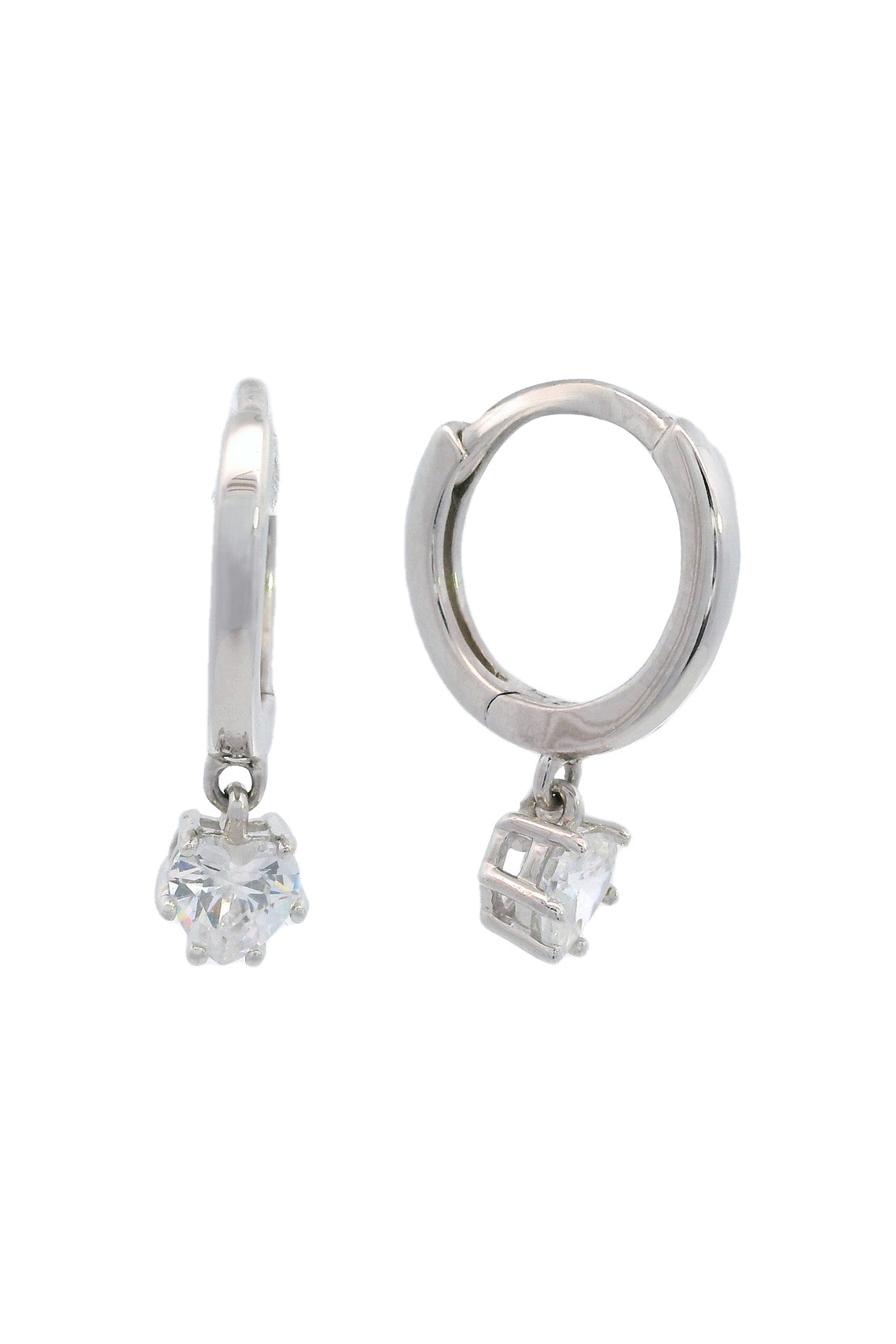 GEORGINI MIDNIGHT VELVET BABY HEART HOOP EARRINGS SILVER